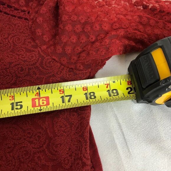 Women's Lucky Brand Top Size S Boho Lightweight Sheer Polka dots Red C - Picture 5 of 6